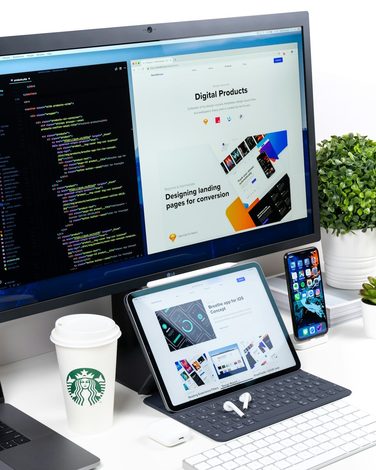 UI UX designer reviewing website wireframes